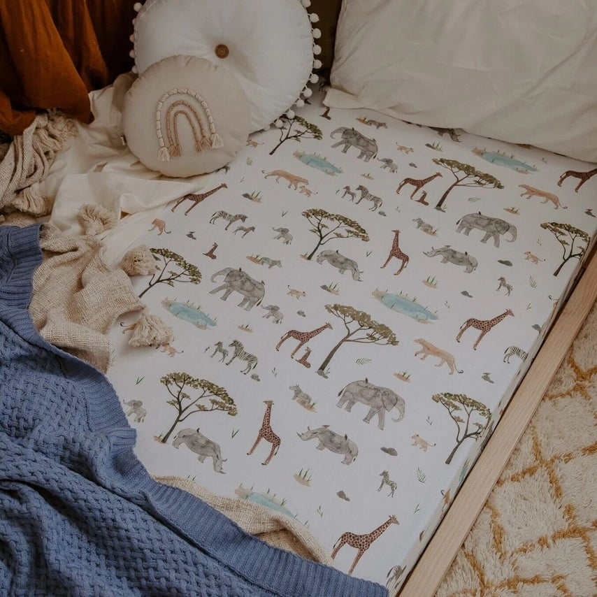 Safari | Fitted Cot Sheet - Snuggle Hunny