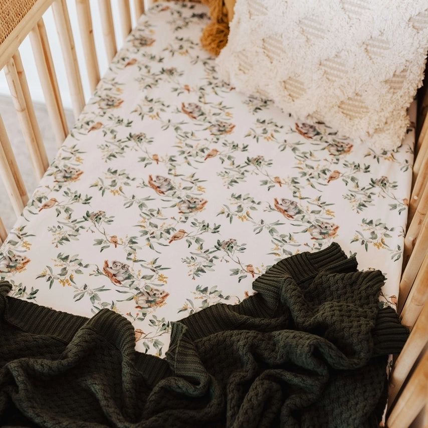 Eucalypt | Fitted Cot Sheet - Snuggle Hunny