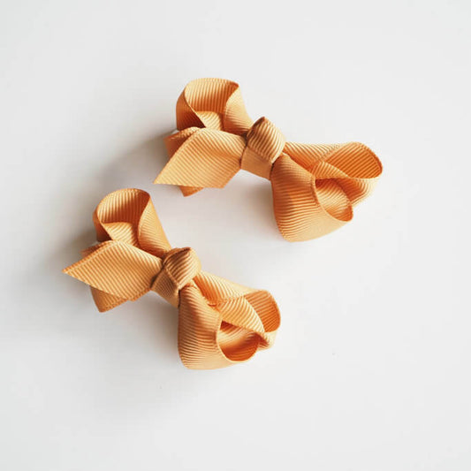 Mustard Clip Bow - Small Piggy Tail Pair - Snuggle Hunny