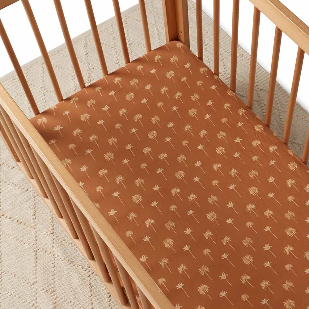 Bronze Palm Fitted Cot Sheet - Snuggle Hunny