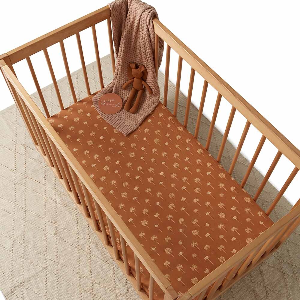 Bronze Palm Fitted Cot Sheet - Snuggle Hunny