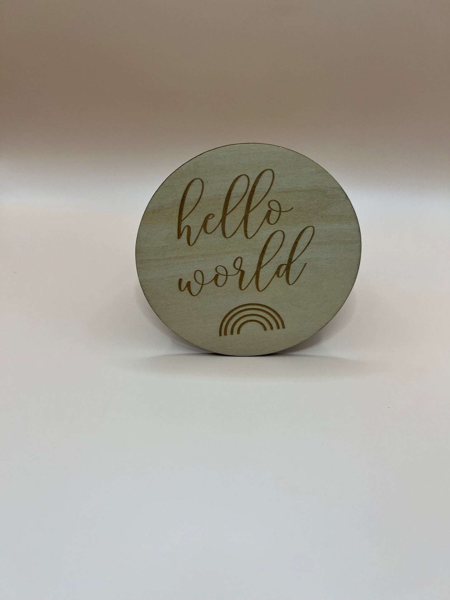 Wooden Milestone Disk - Hello World Rainbow