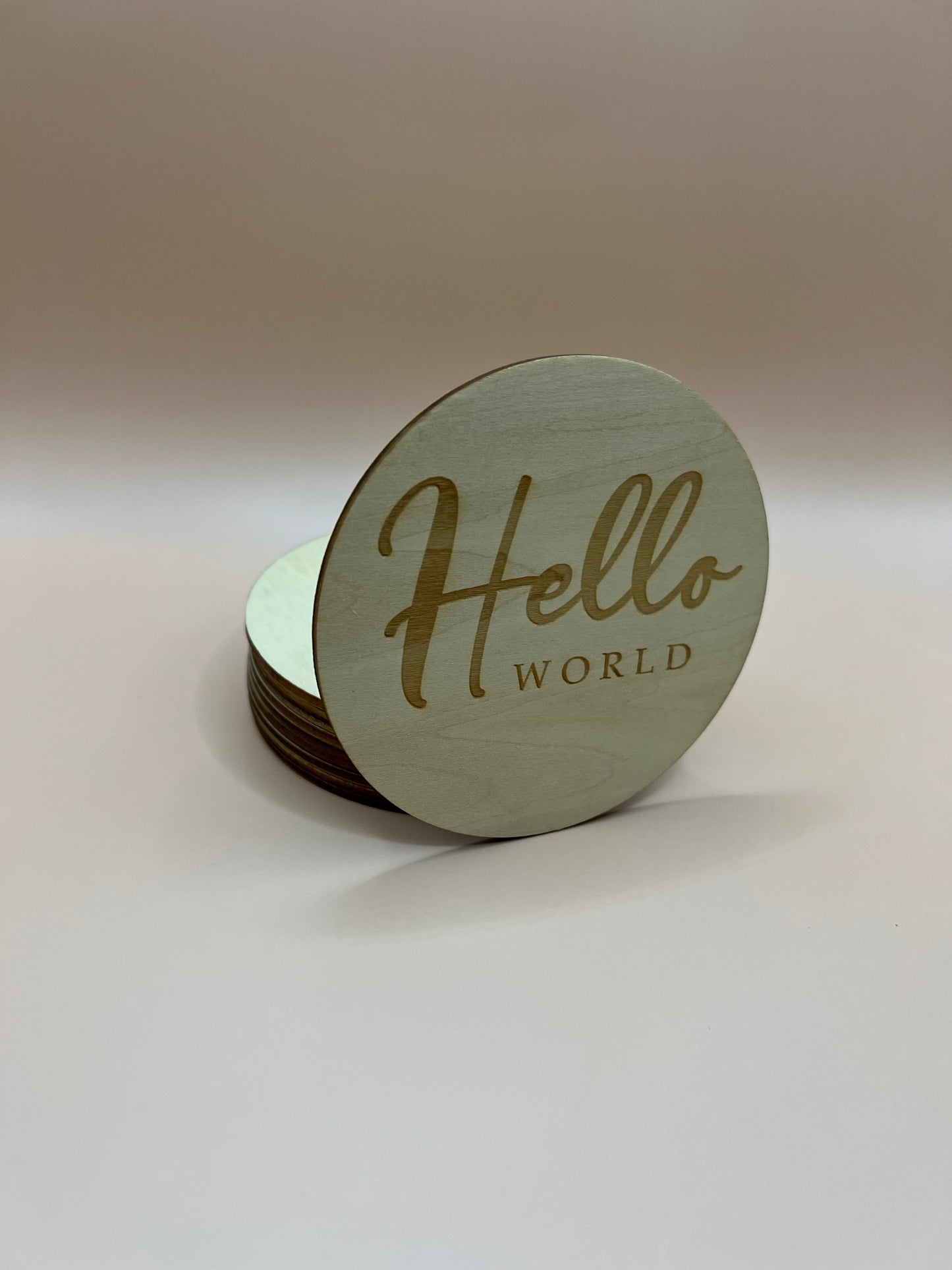 Wooden Milestone Disc - Hello World