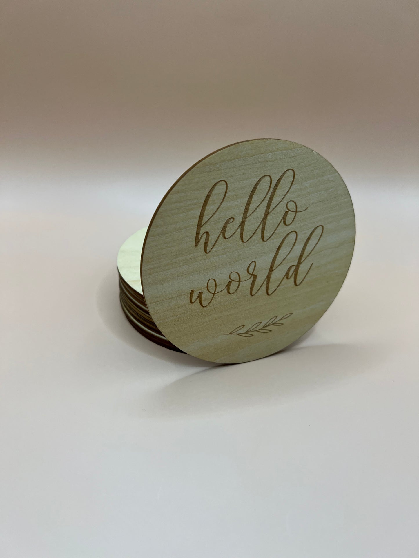 Wooden Milestone Disc - Hello World Floral