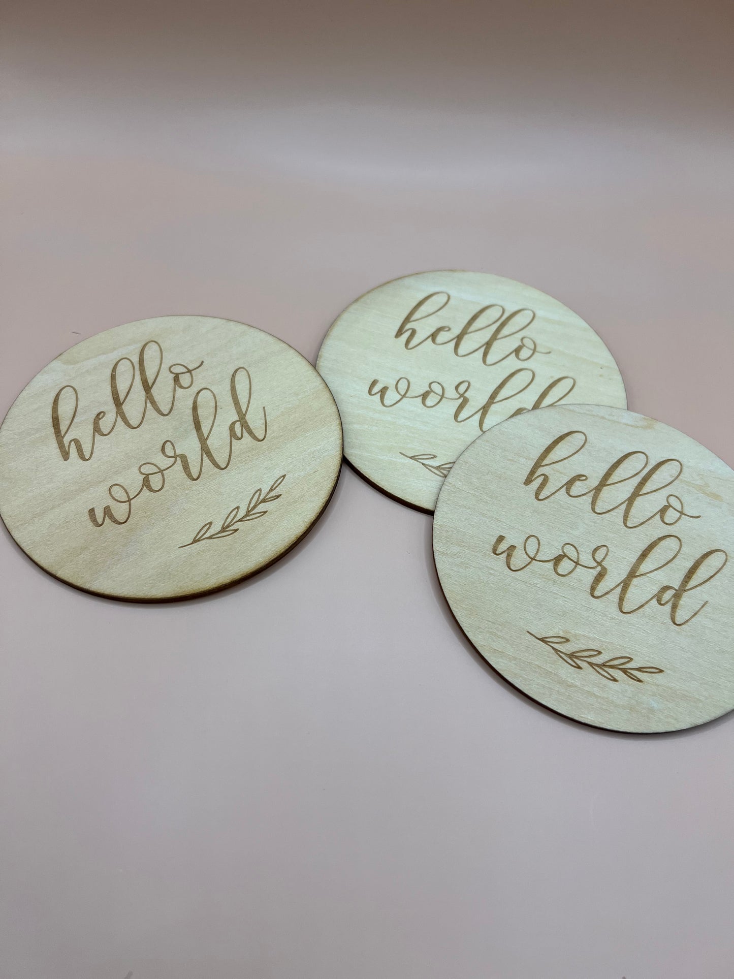 Wooden Milestone Disc - Hello World Floral