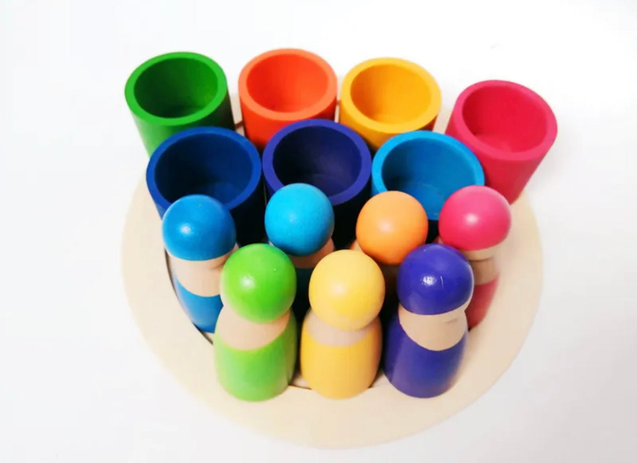 Peg Dolls with Matching Cups