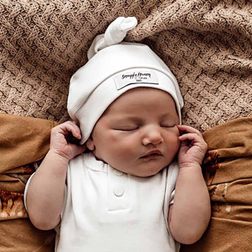 Milk Ribbed Organic Knotted Beanie- Snuggle Hunny