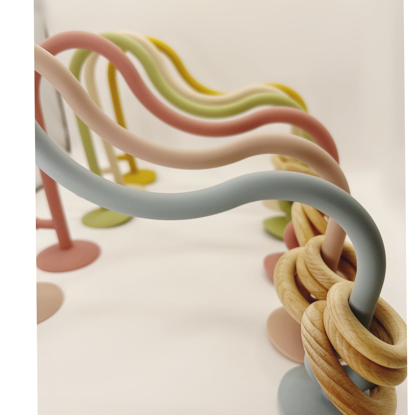 Suction Wooden Ring Teether - Silicone Teether