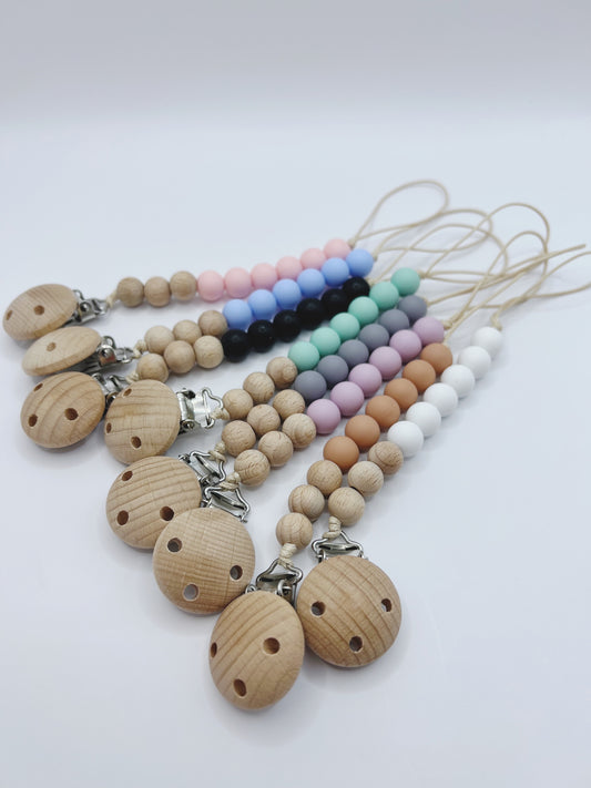 Silicone Dummy Chain Wooden beads - Small