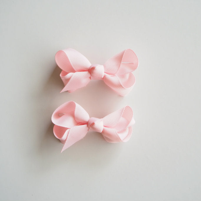 Light Pink Clip Bow - Small Piggy Tail Pair - Snuggle Hunny